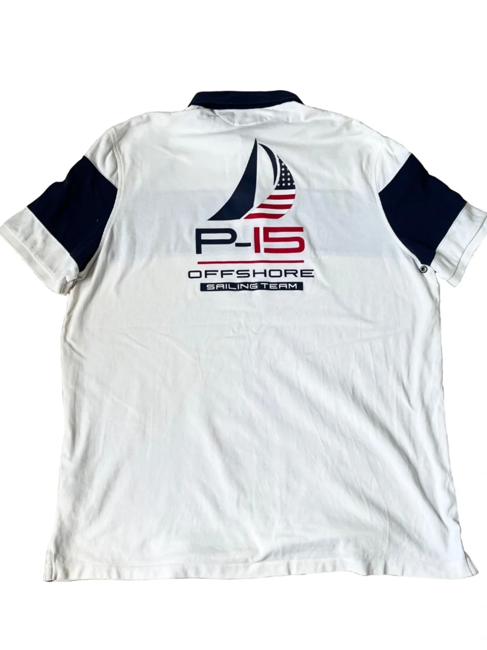 Polo Ralph Lauren Shirt Blue White Stripe P-15 USA Offshore Sailing Team